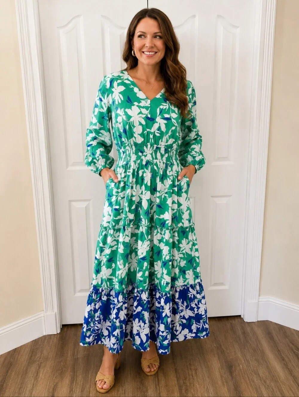 Southern Tide Green and Blue Floral Dress - Picture 1 of 13